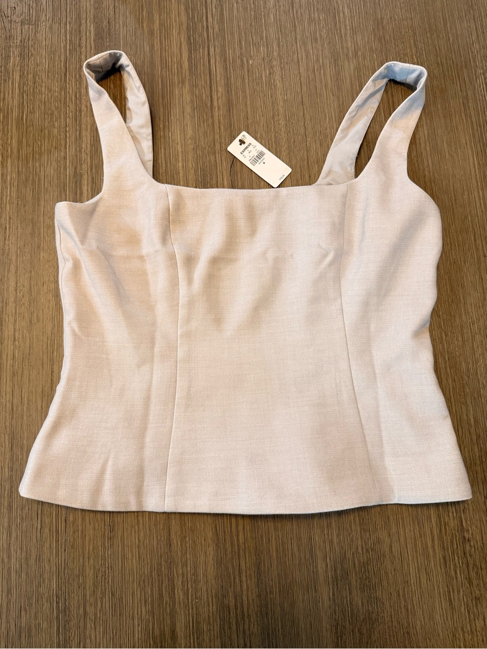 Express Square-Neck Tank Top in Light Beige